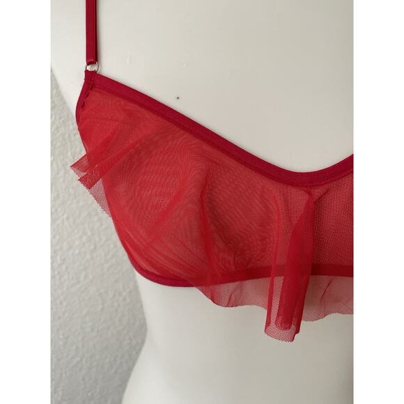 Only Hearts Bralette Bra Whisper Ruffle Sheer Lingerie Intimates - Picture 3 of 11